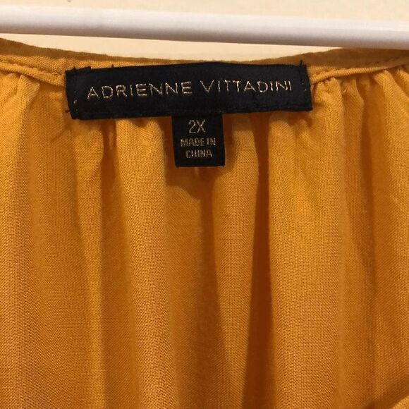 Adrienne Vittadini 2X rayon blend sunshine Yellow Peasant Poofy Sleeve Bohemian - Picture 7 of 16